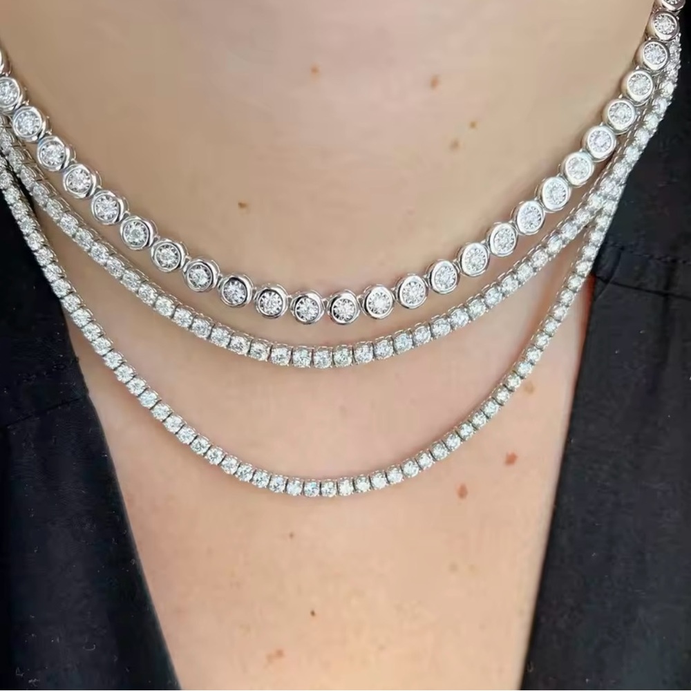Silver Bezel tennis necklace